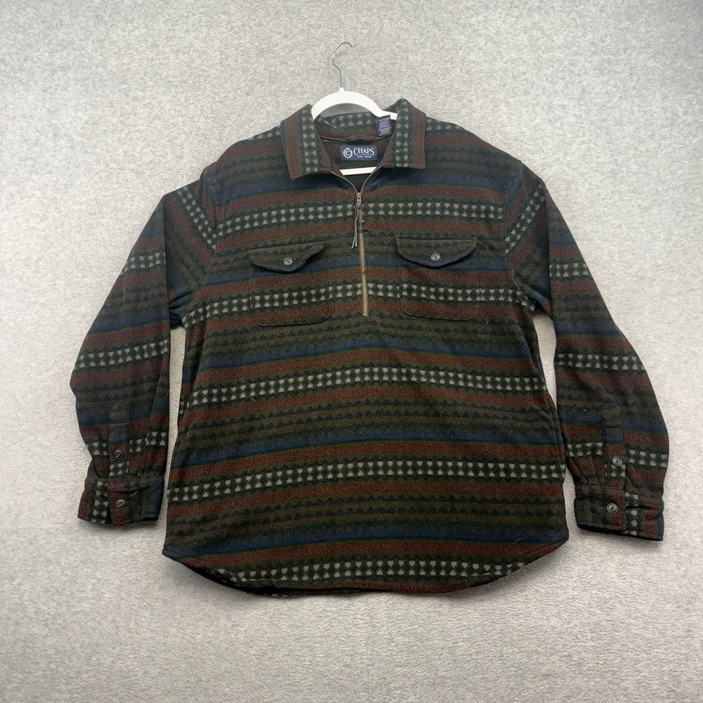 Chaps Sport Southwestern Aztec Geometric 1/4 Zip Pullover‎ Men's Large Cotton